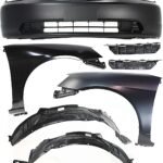 Replacement 7-Piece Kit, Front Primed Bumper Cover, Includes (2) Bumper Bracket, (1) Bumper Cover, (2) Fender, and (2) Fender Liner