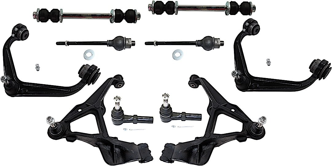 kit-060324-c59_1.jpg TrueDrive 10-Piece Kit Front, Driver and Passenger Side, Upper and Lower Control Arm, includes (1) Sway Bar Link, (3) Control Arm and (3) Control Arm - Image 1
