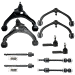 TrueDrive 10-Piece Kit Front, Driver and Passenger Side, Upper and Lower, Inner and Outer Control Arm, includes (4) Control Arm, (2) Sway Bar Link, and (4) Tie Rod End
