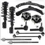 TrueDrive 12-Piece Kit Fully Loaded Strut Includes Control Arm, Sway Bar Link, Tie Rod End, and Wheel Hub