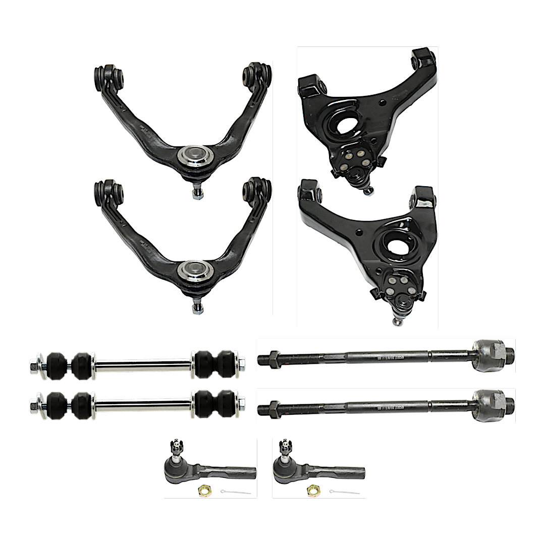 kit-060424-c134_1.png TrueDrive 10-Piece Kit Front, Driver and Passenger Side, Lower Control Arms with Sway Bar Links and Tie Rod Ends - Image 1