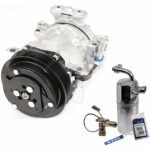 DriveMotive 2-Piece Kit A/C Compressor Kit with A/C Service Kit, 6-Groove Pulley, 4.33in Diameter; HT6; Hoses Built to Top; PAG 46 Oil; with 2 O'Clock Coil