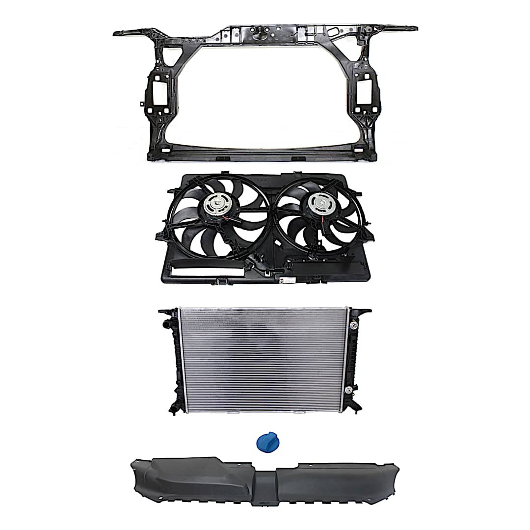 kit-060817-21_1.jpg Replacement 5-Piece Kit Radiator Fan - Includes Radiator, Radiator Cap, Radiator Fan, Radiator Support, and Radiator Support Cover - Image 1