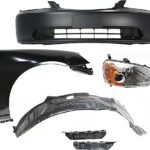 Replacement 6-Piece Kit Passenger Side Halogen Headlight, With bulb(s), OE Replacement, Includes (2) Bumper Bracket, (1) Bumper Cover, (1) Fender, (1) Headlight and (1) Fender Liner