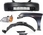 Replacement 6-Piece Kit Driver Side Halogen Headlight, With bulb(s), OE Replacement, Includes (2) Bumper Bracket, (1) Bumper Cover, (1) Fender, (1) Headlight and (1) Fender Liner