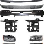 Replacement 9-Piece Kit, Front Bumper, Paint to Match, Includes (1) Bumper, (1) Bumper Cover, (2) Headlight, (2) Headlight Bracket, (2) Turn Signal Light, and (1) Valance