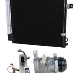 DriveMotive 3-Piece Kit A/C Compressor, 4-Groove Pulley, includes A/C Condenser, and A/C Service Kit (A/C Expansion Valve, A/C Receiver Drier, and A/C O-Ring and Gasket Seal Kit), Two Bolts to mount the Hoses