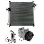 DriveMotive 3-Piece Kit A/C Compressor with A/C Condenser, and A/C Service Kit (A/C Accumulator, A/C Orifice Tube, and A/C O-Ring and Gasket Seal Kit), 6-Groove Pulley