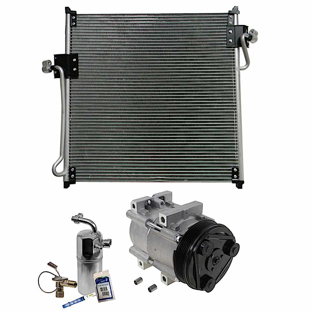 kit-061121-134_1.jpg DriveMotive 3-Piece Kit A/C Compressor with A/C Condenser, and A/C Service Kit (A/C Accumulator, A/C Orifice Tube, and A/C O-Ring and Gasket Seal Kit), 6-Groove Pulley - Image 1