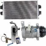 DriveMotive 3-Piece Kit A/C Compressor, 4-Groove Pulley, includes A/C Condenser, and A/C Service Kit (A/C Accumulator, A/C Orifice Tube, and A/C O-Ring and Gasket Seal Kit), Two Bolts to mount the Hoses