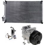 DriveMotive 3-Piece Kit A/C Compressor, 6-Groove Pulley, includes A/C Condenser, and A/C Service Kit (A/C Accumulator, A/C Discharge and Liquid Line, and A/C O-Ring and Gasket Seal Kit)