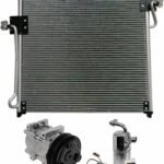 DriveMotive 3-Piece Kit A/C Compressor with A/C Condenser, and A/C Service Kit (A/C Accumulator, A/C Orifice Tube, and A/C O-Ring and Gasket Seal Kit), 6-Groove Pulley