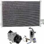 DriveMotive 3-Piece Kit A/C Compressor with A/C Condenser, and A/C Service Kit (A/C Orifice Tube, A/C Receiver Drier, and A/C O-Ring and Gasket Seal Kit), 6-Groove Pulley