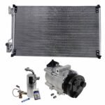 DriveMotive 3-Piece Kit A/C Compressor with A/C Condenser, and A/C Service Kit (A/C Accumulator, A/C Discharge and Liquid Line, and A/C O-Ring and Gasket Seal Kit), 6-Groove Pulley