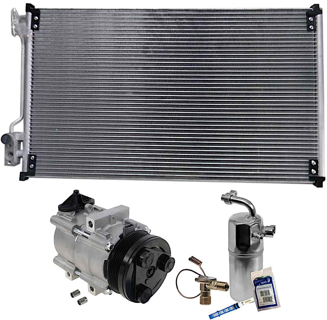 kit-061121-95_1.jpg DriveMotive 3-Piece Kit A/C Compressor with A/C Condenser, and A/C Service Kit (A/C Accumulator, A/C Discharge and Liquid Line, and A/C O-Ring and Gasket Seal Kit), 6-Groove Pulley - Image 1