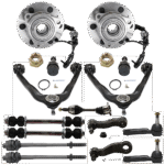 TrueDrive 15-Piece Kit Front, Driver and Passenger Side Axle Assembly, (2) Ball Joint, (2) Control Arm, (1) Idler Arm, (1) Pitman Arm, (2) Sway Bar Link, (4) Tie Rod End, and (2) Wheel Hub