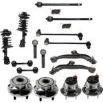 TrueDrive 16-Piece Kit Front, Driver and Passenger Side Fully Loaded Struts Includes Control Arms, Sway Bar Links, Tie Rod Ends, and Wheel Hubs, FWD