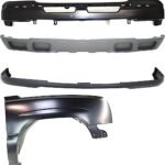 Replacement 4-Piece Kit, Front, Passenger Side Fender, Includes (1) Bumper, (1) Bumper Cover, (1) Fender, and (1) Valance