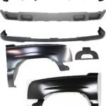 Replacement 6-Piece Kit, Front, Driver and Passenger Side Fender, Includes (1) Bumper, (1) Bumper Cover, (2) Fender, (1) License Plate Bracket, and (1) Valance