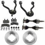 TrueDrive 8-Piece Kit Front, Driver and Passenger Side Axle Assembly with Brake Discs, Brake Pad Set, and Control Arms