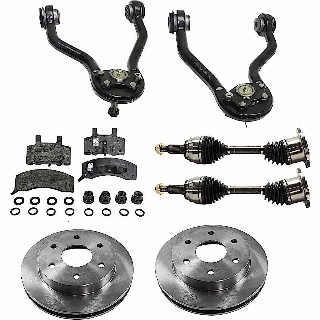 kit-061522-050_1.jpg TrueDrive 8-Piece Kit Front, Driver and Passenger Side Axle Assembly with Brake Discs, Brake Pad Set, and Control Arms - Image 1