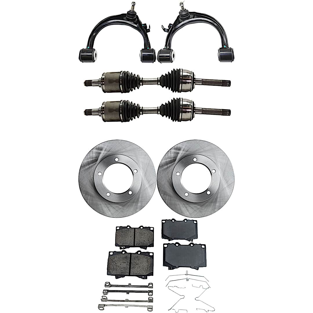 kit-061622-030_1.jpg TrueDrive 8-Piece Kit Front, Driver and Passenger Side Axle Assemblies, 4WD, includes Brake Discs, Brake Pad Sets, and Control Arms - Image 1