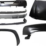 Replacement 7-Piece Kit, Front, Driver Side Fender, Includes (1) Bumper, (1) Bumper Cover, (1) Fender, (1) Fender Flares, (1) Hood, and (2) Valance