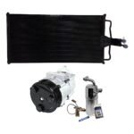 DriveMotive 3-Piece Kit A/C Compressor, 8-Groove Pulley, includes A/C Condenser, and A/C Service Kit (A/C Accumulator, A/C Orifice Tube, and A/C O-Ring and Gasket Seal Kit)