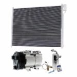 DriveMotive 3-Piece Kit A/C Compressor with A/C Condenser, and A/C Service Kit (A/C Accumulator, A/C Orifice Tube, and A/C O-Ring and Gasket Seal Kit), 8-Groove Pulley