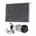 DriveMotive 3-Piece Kit A/C Compressor, 6-Groove Pulley, includes A/C Condenser, and A/C Service Kit (A/C Accumulator, A/C Orifice Tube, and A/C O-Ring and Gasket Seal Kit)