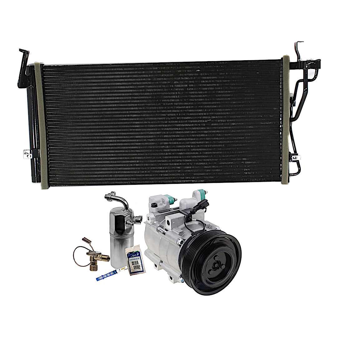 kit-061921-171_1.jpg DriveMotive 3-Piece Kit A/C Compressor, 6-Groove Pulley, includes A/C Condenser, and A/C Service Kit (A/C Expansion Valve, A/C Receiver Drier, and A/C O-Ring and Gasket Seal Kit) - Image 1