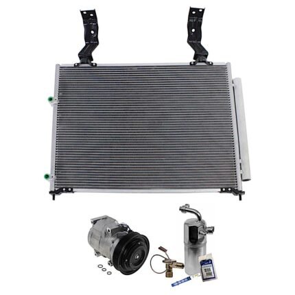 DriveMotive 3-Piece Kit A/C Compressor, 6-Groove Pulley, includes A/C Condenser, and A/C Service Kit (A/C Expansion Valve, A/C O-Ring and Gasket Seal, and Drier Desiccant Element)