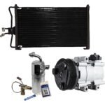 DriveMotive 3-Piece Kit A/C Compressor with A/C Condenser, and A/C Service Kit (A/C Accumulator, A/C Orifice Tube, and A/C O-Ring and Gasket Seal Kit), 6-Groove Pulley