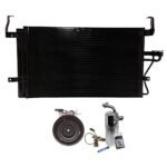 DriveMotive 3-Piece Kit A/C Compressor with A/C Condenser, and A/C Service Kit (A/C Expansion Valve, A/C Receiver Drier, and A/C O-Ring and Gasket Seal Kit), 4-Groove Pulley