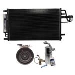 DriveMotive 3-Piece Kit A/C Compressor with A/C Condenser, and A/C Service Kit (A/C Expansion Valve, A/C Receiver Drier, and A/C O-Ring and Gasket Seal Kit), For Models with Halla Climate Control Systems