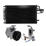 DriveMotive 3-Piece Kit A/C Compressor with A/C Condenser, and A/C Service Kit (A/C Expansion Valve, A/C Receiver Drier, and A/C O-Ring and Gasket Seal Kit), 6-Groove Pulley