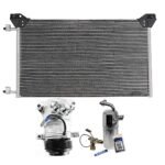 DriveMotive 3-Piece Kit A/C Compressor, Turbocharged, DIESEL, 6-Groove Pulley, includes A/C Condenser, and A/C Service Kit (A/C Accumulator, A/C Orifice Tube, and A/C O-Ring and Gasket Seal Kit)