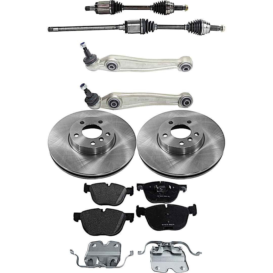 kit-062422-281_1.jpg TrueDrive 8-Piece Kit Front Axle Assembly, AWD, includes Brake Discs, Brake Pad Sets, and Control Arms - Image 1