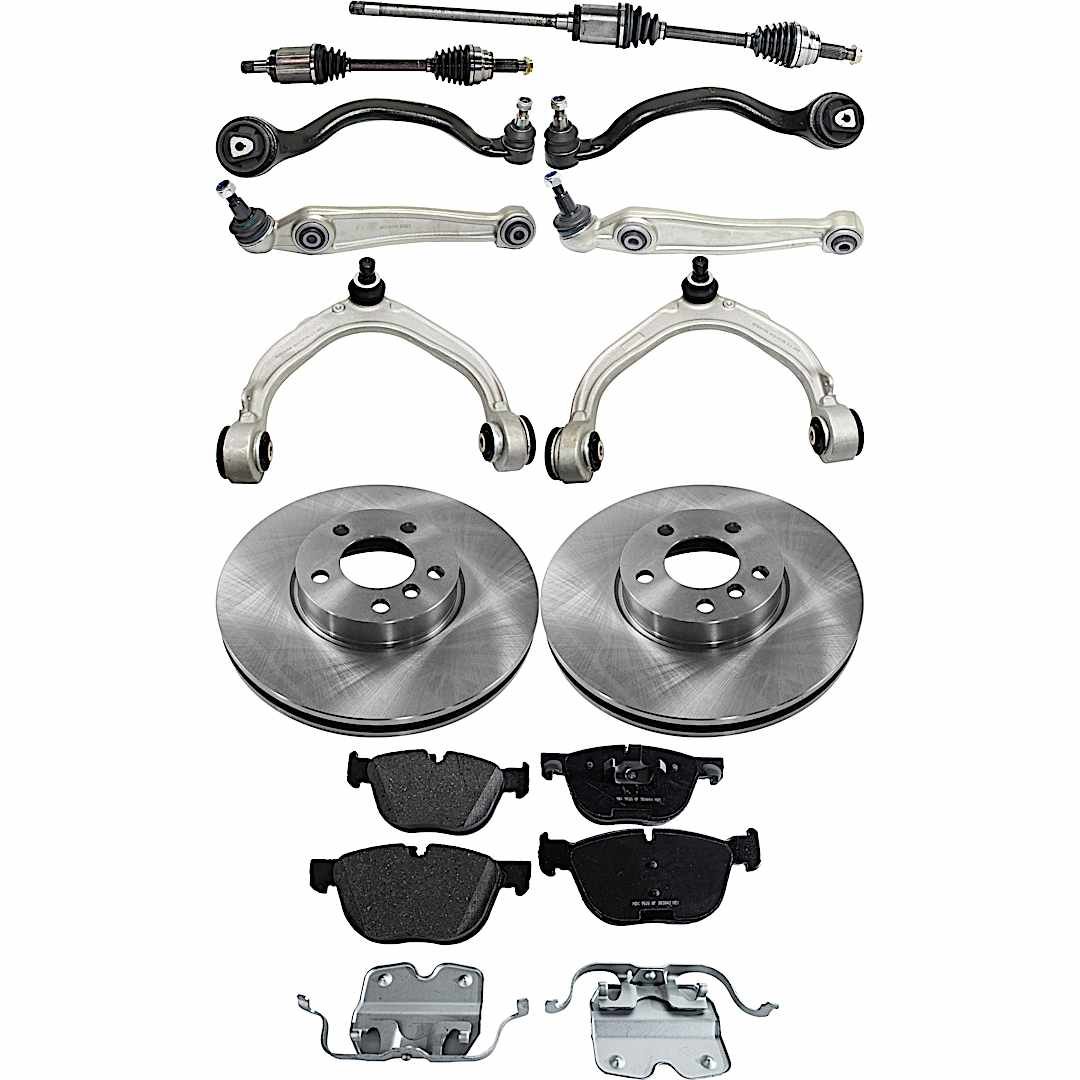 kit-062422-367_1.jpg TrueDrive 12-Piece Kit Front Axle Assembly, AWD, includes Brake Discs, Brake Pad Sets, and Control Arms - Image 1