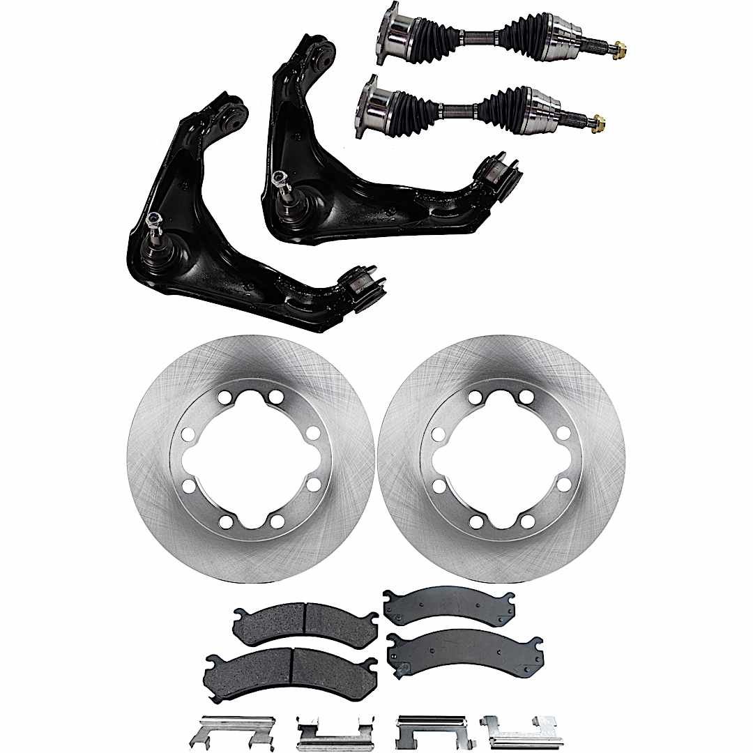 kit-062422-476_1.jpg TrueDrive 8-Piece Kit Front, Driver and Passenger Side Axle Assembly, 4WD, Supplied with Standard Neoprene Outboard Boot, New, includes (2) Axle Assembly, (2) Brake Disc, (1) Brake Pad Set, and (2) Control Arm - Image 1