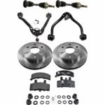 TrueDrive 8-Piece Kit Front Driver and Passenger Side Axle Assembly, Includes Brake Discs, Brake Pad Sets, and Control Arms