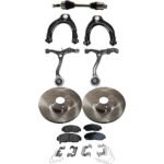 TrueDrive 9-Piece Kit Front, Passenger Side Axle Assembly with Brake Discs, Brake Pad Sets, and Control Arms, FWD