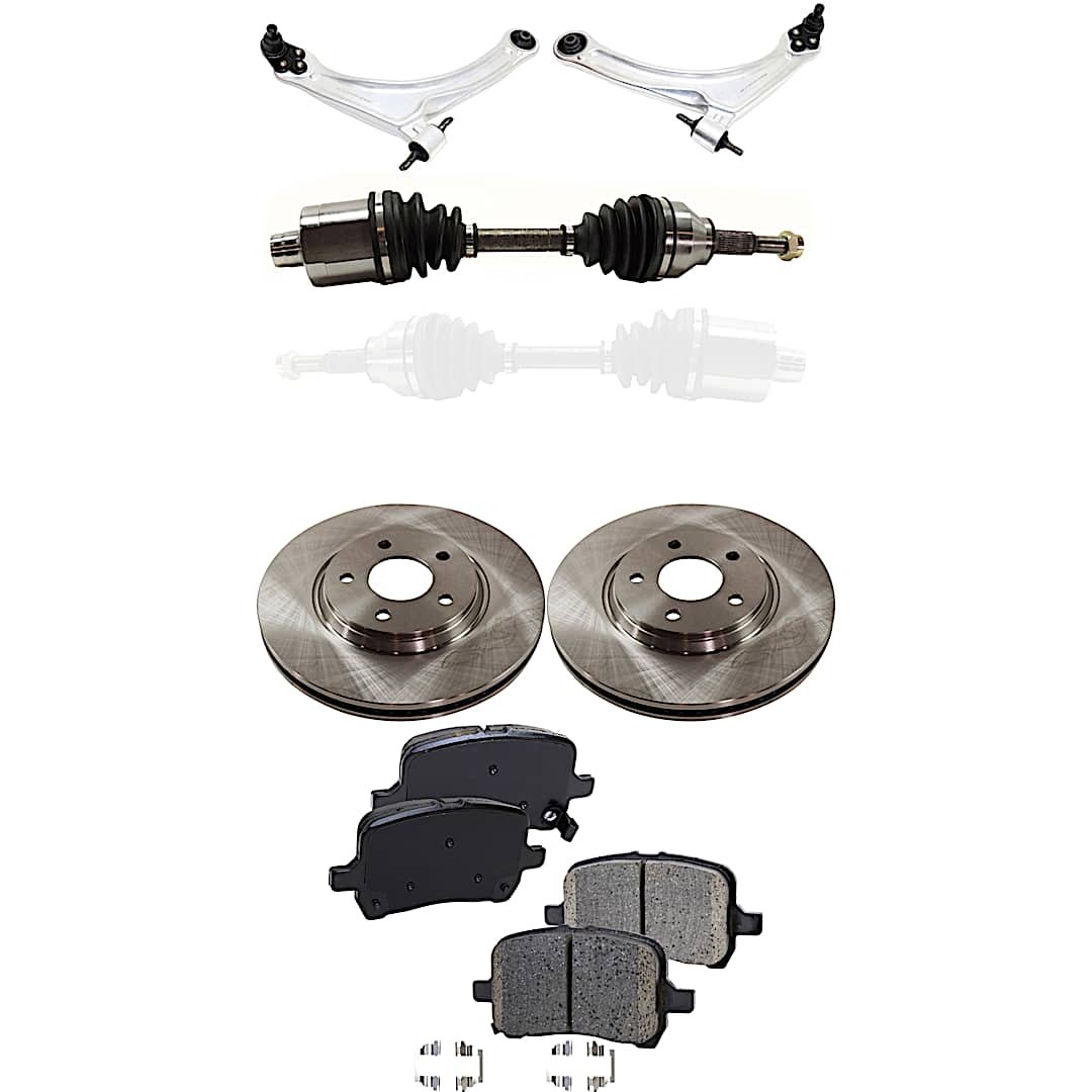 kit-062422-662_1.jpg TrueDrive 7-Piece Kit Front, Driver and Passenger Side, Lower Control Arm, FWD, Automatic Transmission, With Rear Disc Brakes, includes Axle Assembly, Brake Discs, and Brake Pad Set - Image 1