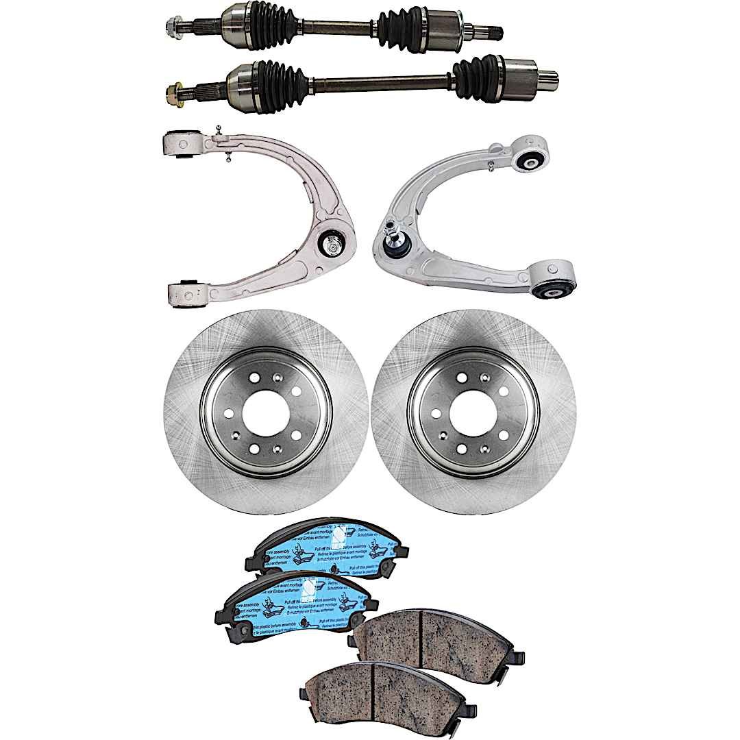 kit-062422-782_1.jpg TrueDrive 7-Piece Kit Front, Driver and Passenger Side, Upper Control Arm, with Axle Assembly, Brake Discs, and Brake Pad Set, AWD, 5 Lug, Perf Brakes, with MagneRide Suspension - Image 1