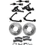TrueDrive 9-Piece Kit Front, Driver and Passenger Side, Upper and Lower Control Arm, Rear Wheel Drive, 8 Lugs Wheels, includes Axle Assembly, Brake Discs, and Brake Pad Set