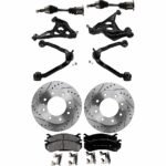 TrueDrive 9-Piece Kit Front, Driver and Passenger Side, Upper and Lower Control Arm, 8 Lugs Wheels, includes Axle Assembly, Brake Discs, and Brake Pad Set