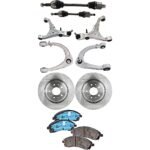 TrueDrive 9-Piece Kit Front, Driver and Passenger Side, Upper and Lower Control Arm, with Axle Assembly, Brake Discs, and Brake Pad Set, AWD, 5 Lug, Perf Brakes, with MagneRide Suspension