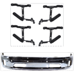 Replacement 5-Piece Kit, Front, Lower Bumper, For Models With Two Piece Bumper Type, Chrome, Includes (1) Bumper and (4) Bumper Bracket
