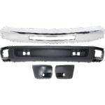 Replacement 4-Piece Kit, Front Bumper, For Models With Fog Lights, For Models Without Tow Hook Holes, Chrome, Includes (1) Bumper, (2) Bumper End, and (1) Valance