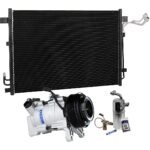 DriveMotive 3-Piece Kit A/C Compressor with A/C Condenser, and A/C Service Kit (A/C Expansion Valve, A/C Receiver Drier, and A/C O-Ring and Gasket Seal Kit), 7-Groove Pulley